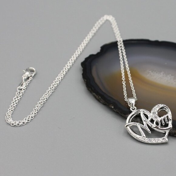 Jewelry necklace heart love Mom Mother crystals sparkly sparkle elegant new - Picture 3 of 6